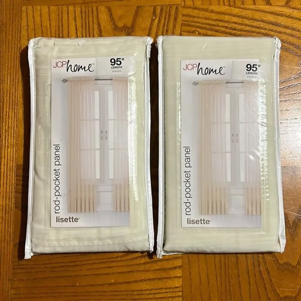 (2) Sheer Curtain Panels Lisette Cream JCP Home 60